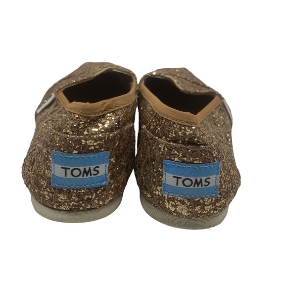 TOMS Copper Metallic Glitter Flats | Sparkle Slip-On Shoes | Size 6 - Picture 4 of 9